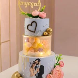 Golden Engagement Glow Cake