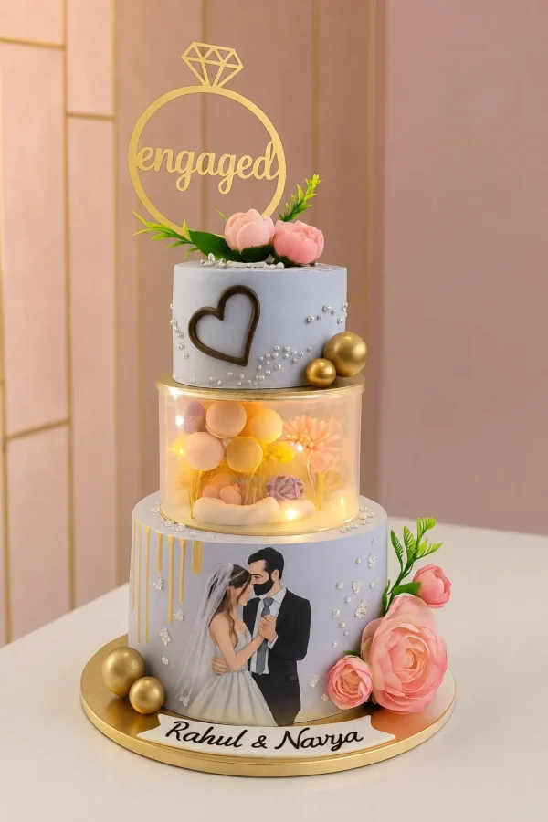 Golden Engagement Glow Cake