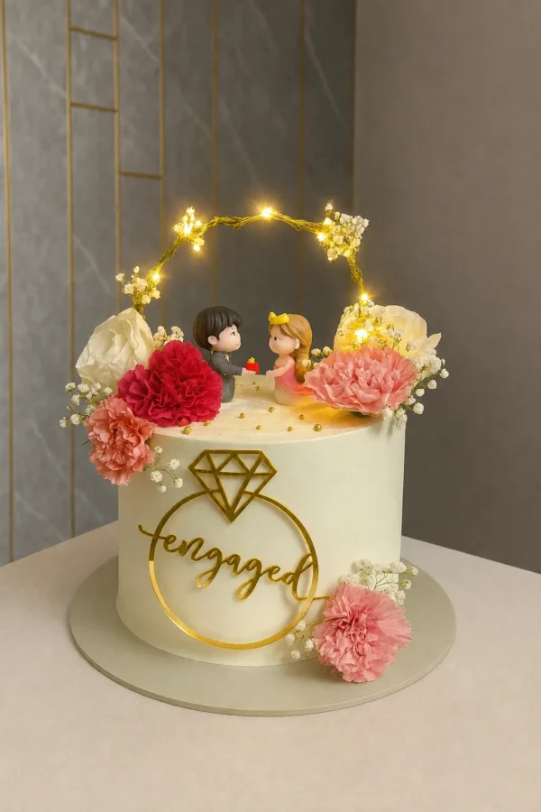 Blooming Proposal Engagement Cake
