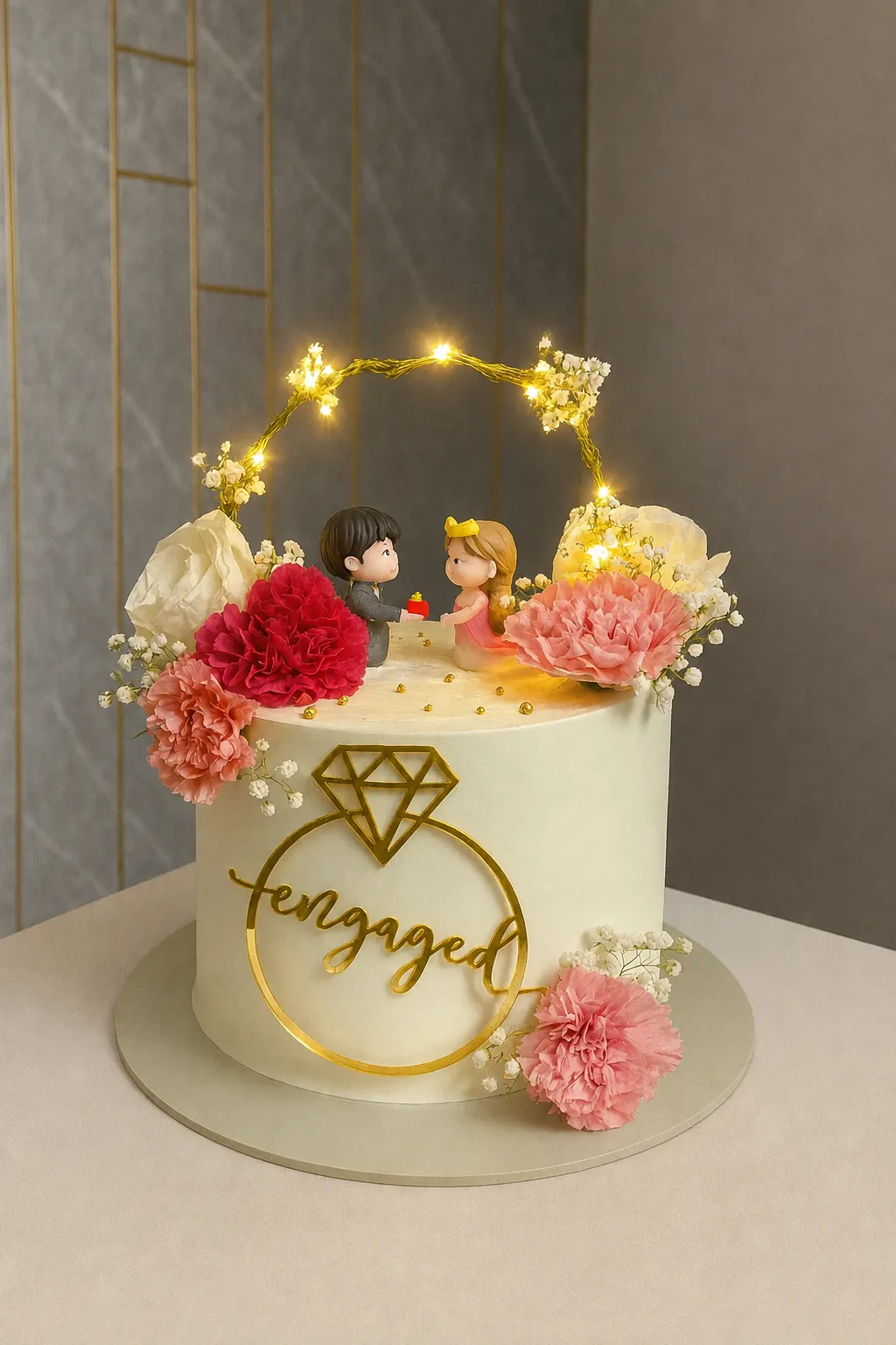 Blooming Proposal Engagement Cake