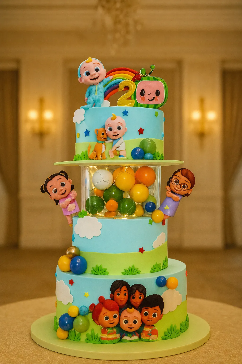 Cocomelon Theme Birthday Cake