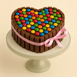 Heart Shaped KitKat Gems Cake