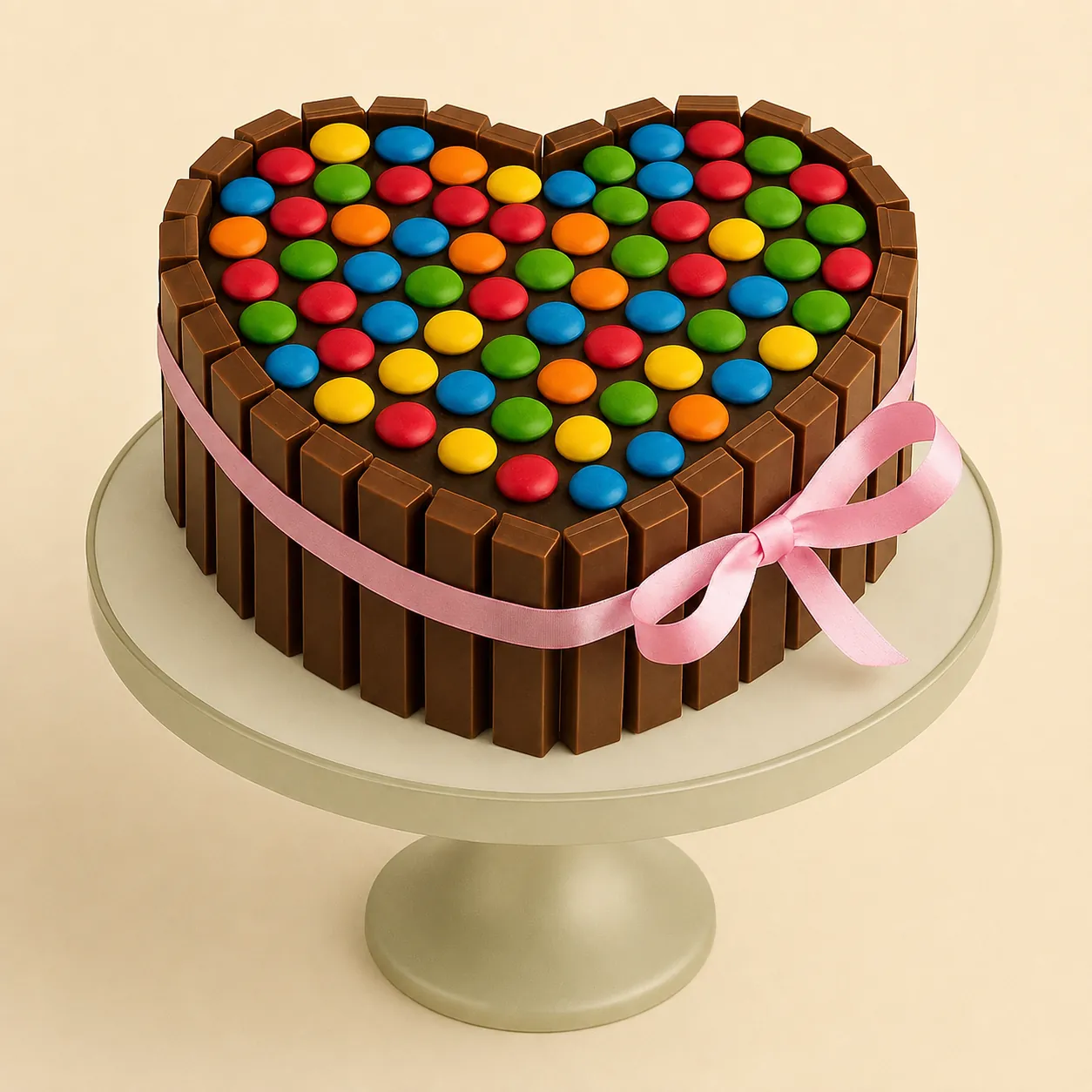Heart Shaped KitKat Gems Cake