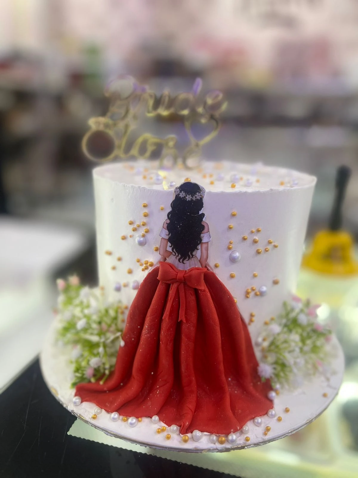 Bride-to-Be Cake – Red Gown - Old School Truffle