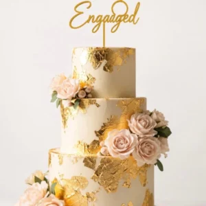 Engagement Cake – Gold Floral Roses