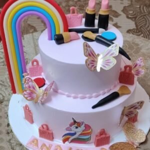 Rainbow Makeup Theme Cake