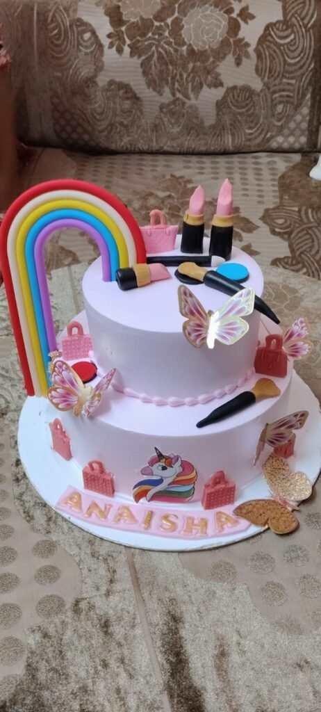 Rainbow Makeup Theme Cake - Old School Truffle