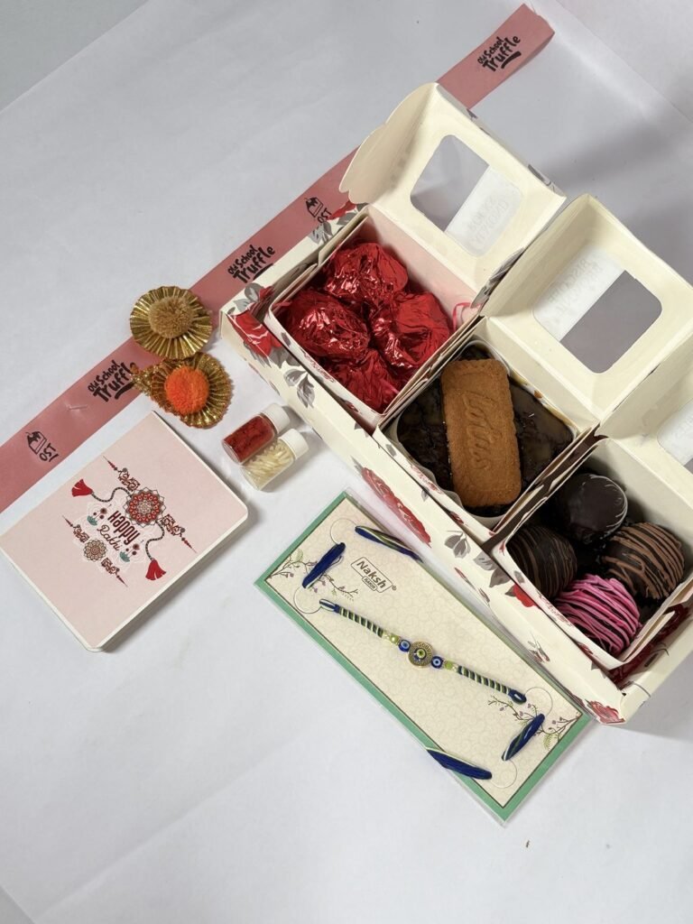 Rakhi Brownies & Chocolate Truffle Gift Box - Old School Truffle