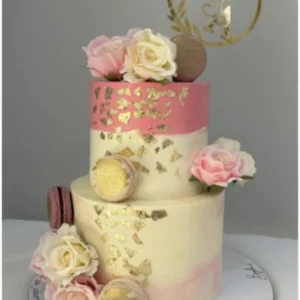 Wedding & Engagement Cake – Pink Gold Floral