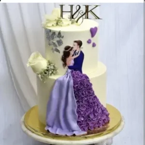Wedding & Engagement Cake – Purple Couple
