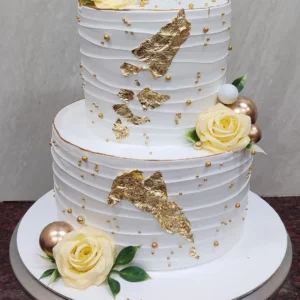 Wedding & Engagement Cake – White Gold Tiers