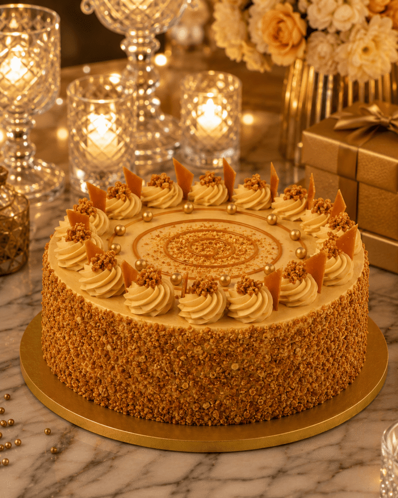 Golden Butterscotch Crunch Cake - Old School Truffle cake design