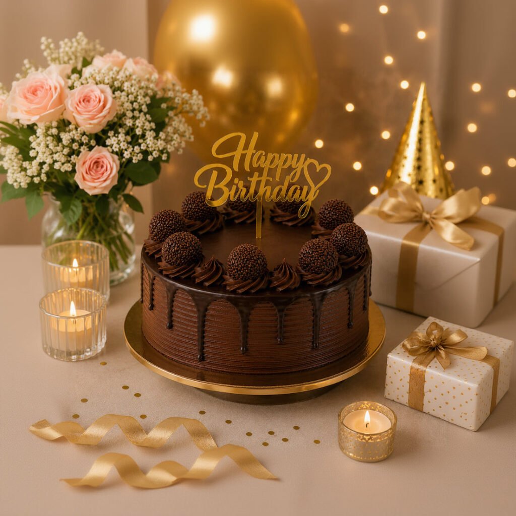 Choco Truffle Eggless Birthday Cake - Old School Truffle cake design