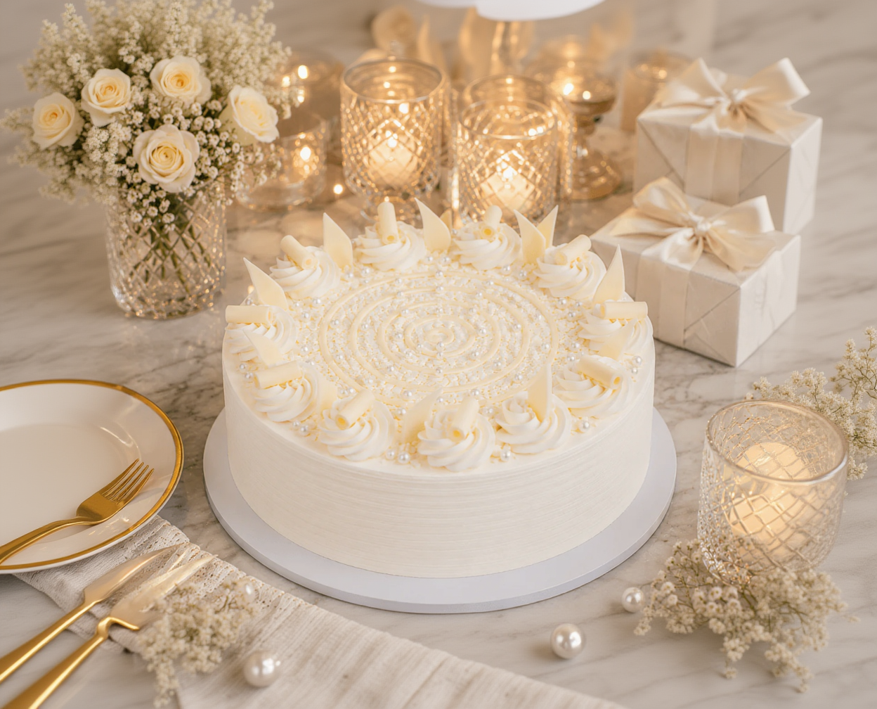Classic Vanilla Celebration Cake - Old School Truffle cake design