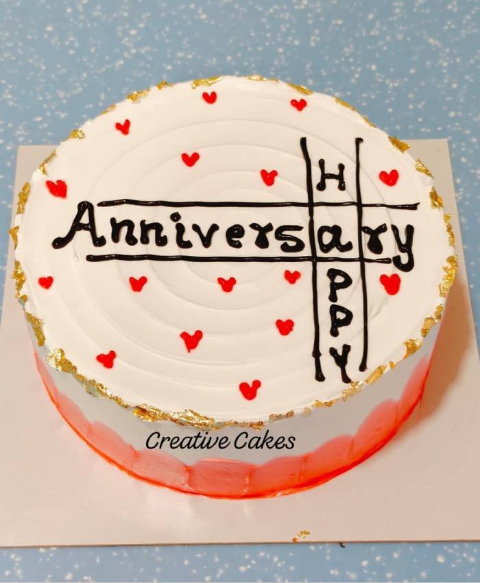 Golden Hearts Anniversary Cake - Old School Truffle cake design