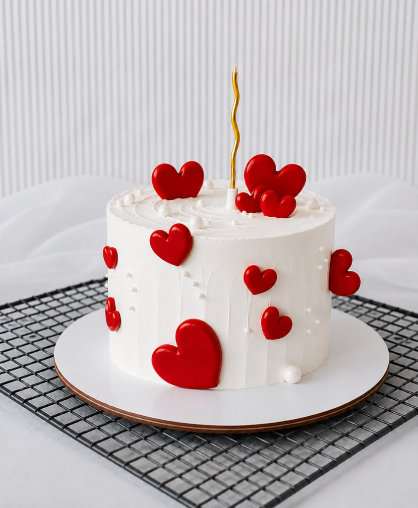 Romantic Red Heart Celebration Cake - Old School Truffle cake design