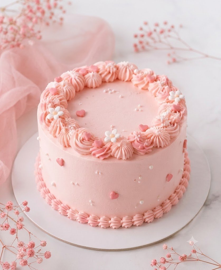 Pink Blossom Love Cake - Old School Truffle cake design