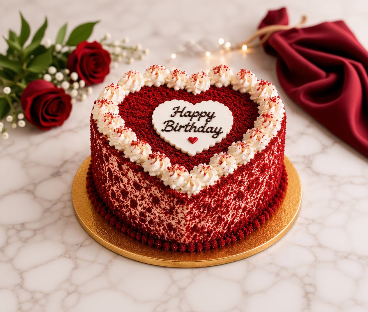 Classic Heart Red Velvet Birthday Cake - Old School Truffle cake design