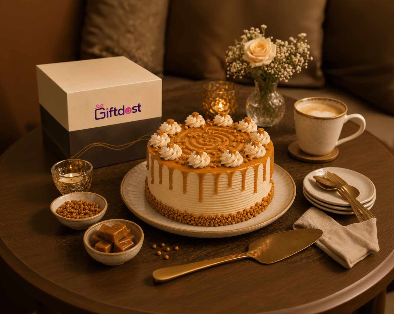 Golden Butterscotch Dream Cake - Old School Truffle cake design